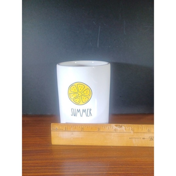 Rae Dunn Artisan Magenta Lemon Slice Summer Citrus Ceramic Yellow Trinket Cup - Picture 3 of 8